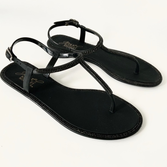 Jewel Badgley Mischka Thongs Sandals Black Jelly 7 - Picture 14 of 15